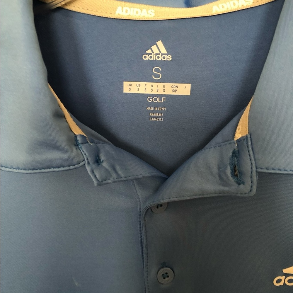 ADIDAS Golf Mens Performance Short‎ Sleeve Polo Shirt  Blue Sz Small - Picture 2 of 6